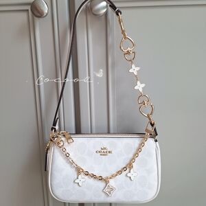 NWT Coach Nolita 19 In Signature Canvas CW426 chalk Extended Flower Chains
